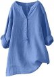 Loose Button Down Blouse Tops Stand Solid Sleeve Long Casual Women Shirt Women's Blouse Woman Tunic Tops