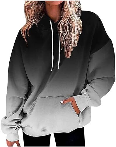 Women's Casual Loose Sweatshirt Hoodie Simple Number Graphic Long Sleeve Drawstring Pullover Oversized Sweatshirt