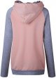 Women's Casual Patchwork Hoodies Long Sleeve Lightweight Pullover Tops Sweatshirts with Pocket