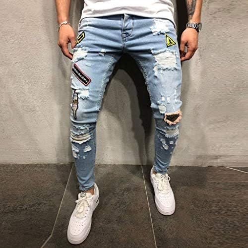 Mens Slim Fit Boot Cut Jeans Street Hop Pants Men's Denim with Pockets Casual Men's Pants Middle Waist Denim Long