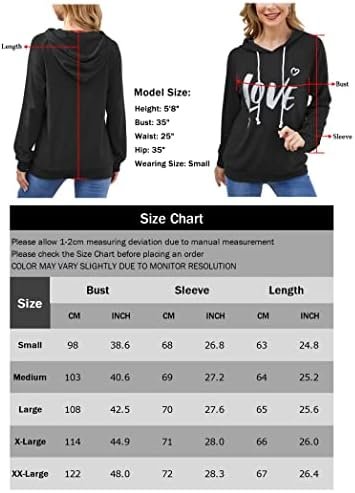 Women Casual Pullover Love Letter Printed Sweatshirt Lightweight Tops Blouse