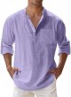 Mens Spring Summer Loose Stand Solid Color Pocket Long Sleeve Pullover Shirt Mens Tunic Tops