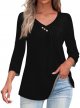 Short Sleeve Dress for Women Women Fall Outfits Loose Fit Dressy 3/4 Sleeve Shirts Casual V Neck Blouses Tunics Top