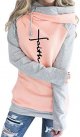 Women's Casual Patchwork Hoodies Long Sleeve Lightweight Pullover Tops Sweatshirts with Pocket