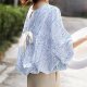 Women's Crisp Loose Bat Sleeve Back Tie Bow Floral Shirt Top Womens Cotton Undershirts Short Sleeve