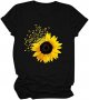 Sunflower Graphic Shirt for Women Cute Flower Short Sleeve Casual Tee Tops Thick Tee Shirts Women