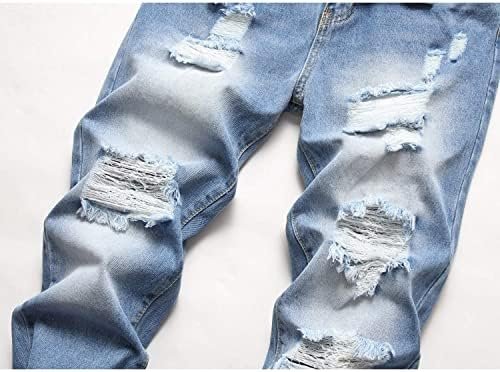 Ripped Jeans for Men Slim Denim Regular Fit Tapered Leg Distressed Destroyed Pants Mens Jeans with Hole