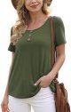 Women's Summer Floral Tunic Tops Casual Blouse Short Sleeve Buttons Up T-Shirts