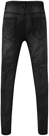 Men's Trousers Slim Casual Fit Ripped Colour Jean with Zipper Pockets Jean Trouser Solid Fashion Regular Fit Flex