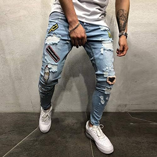 Mens Slim Fit Boot Cut Jeans Street Hop Pants Men's Denim with Pockets Casual Men's Pants Middle Waist Denim Long