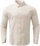 Turn-Down Shirt Shirt Long Tops Button Sleeve Men's Casual Solid Men Shirts Cuffed T Shirts Men