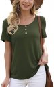 Women's Summer Floral Tunic Tops Casual Blouse Short Sleeve Buttons Up T-Shirts