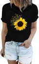 Sunflower Graphic Shirt for Women Cute Flower Short Sleeve Casual Tee Tops Thick Tee Shirts Women