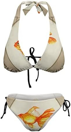 Swimsuit for Women Girl Sexy Conch Seahorse Tops Bottoms Wrap Holiday Removable Padding Bra Halter Triangle Tie