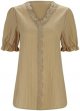 Women Summer Lace V Neck Plain Lace Elegant Shirt Fashion Solid Elegant Blouse Short Womens Tan Tops and