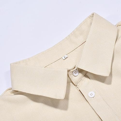 Men's Casual Autumn Long Sleeve Loose Fit Linen Button Down Shirt Mens Dress Shits